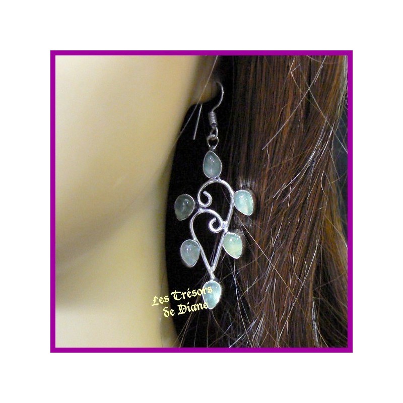 Boucles d'oreilles en PREHNITE naturelle