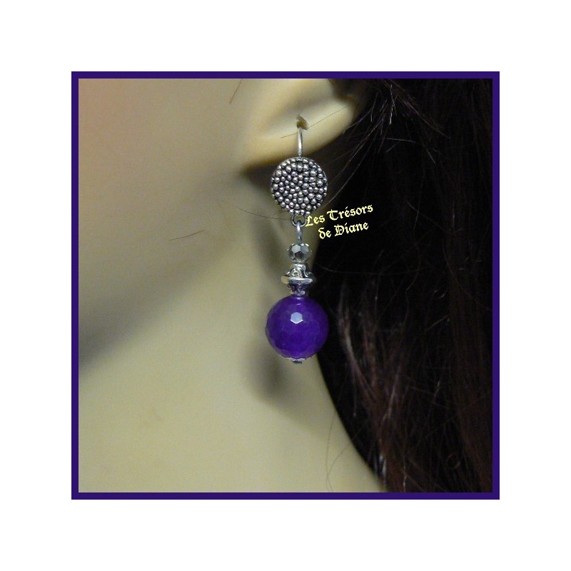 Boucles d'oreilles en améthyste naturelle Boucles d'oreilles en améthyste naturelle