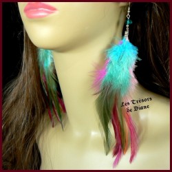 Boucles d'oreilles FROU FROU en plumes véritables