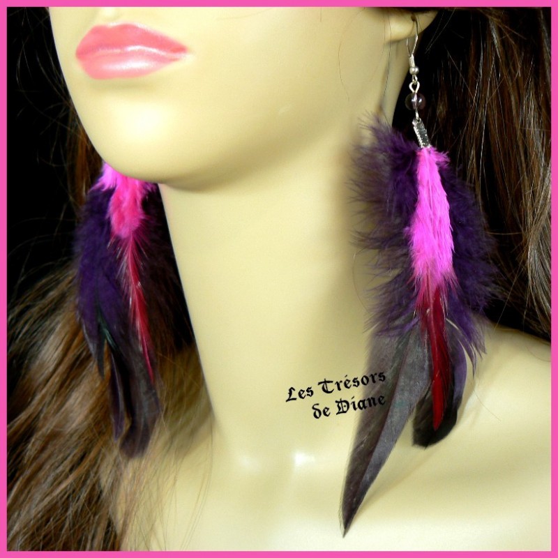 Boucles d'oreilles FROU FROU en plumes véritables Boucles d'oreilles FROU FROU en plumes véritables
