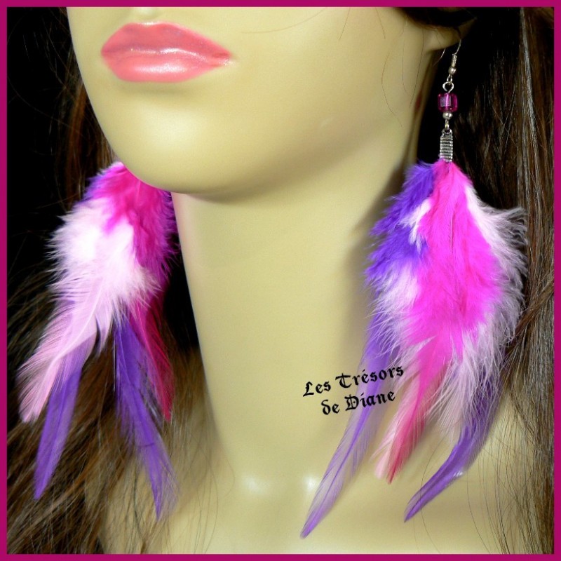 Boucles d'oreilles FROU FROU en plumes véritables