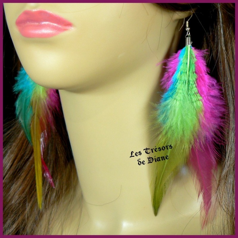 Boucles d'oreilles FROU FROU en plumes véritables