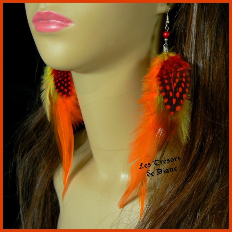 Boucles d'oreilles FROU FROU en plumes véritables