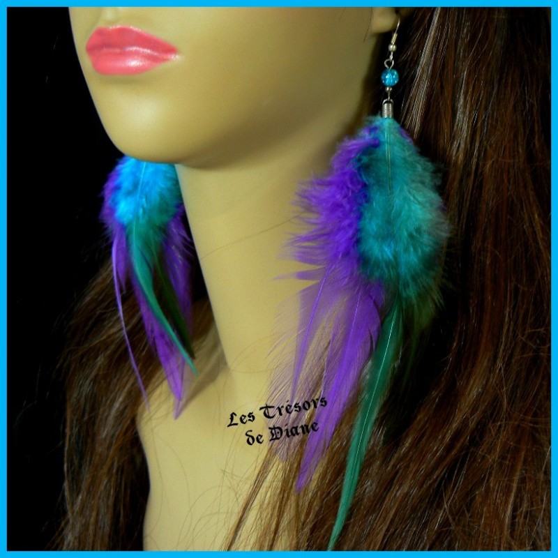 Boucles d'oreilles FROU FROU en plumes véritables