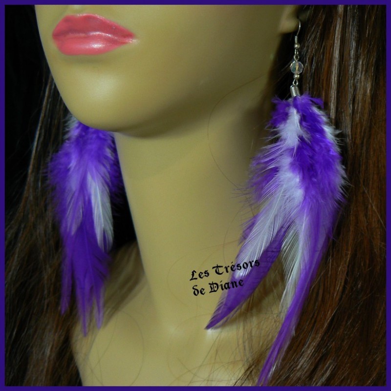 Boucles d'oreilles FROU FROU en plumes véritables Boucles d'oreilles FROU FROU en plumes véritables