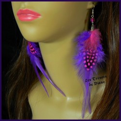 Boucles d'oreilles FROU FROU en plumes véritables