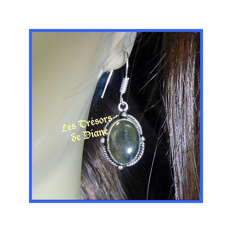 Boucles d'oreilles PRESTIGE en LABRADORITE naturelle