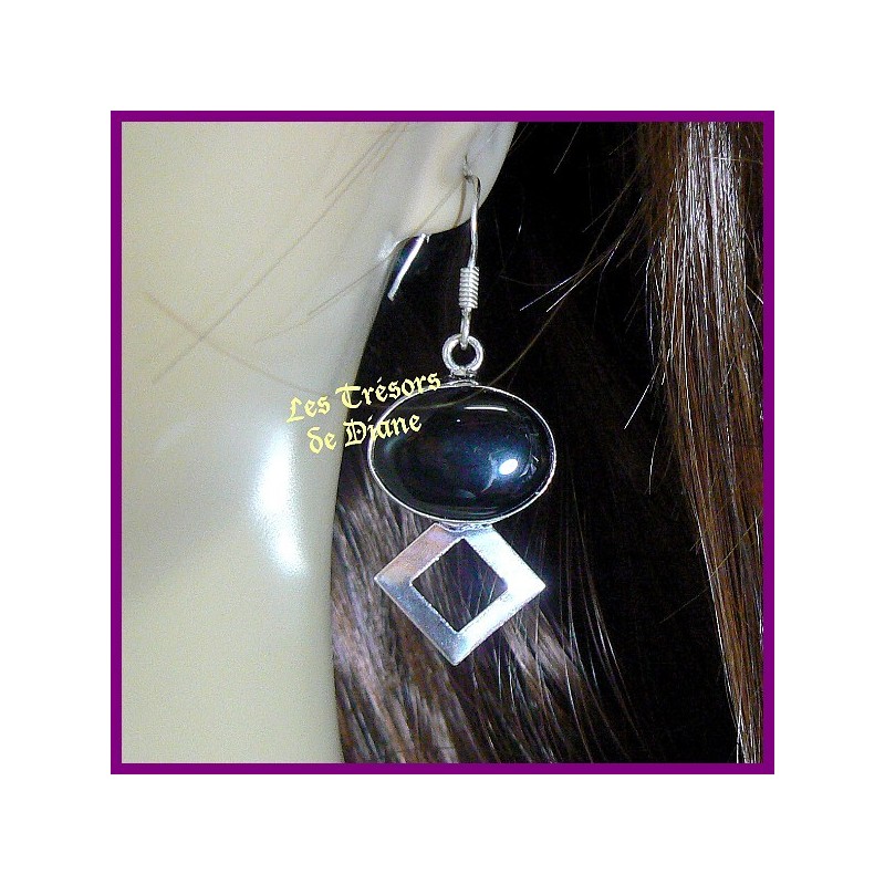 Boucles d'oreilles PRESTIGE en ONYX