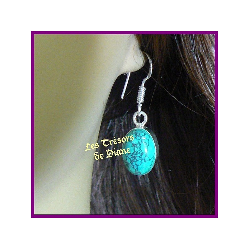 Boucles d'oreilles TURQUOISE naturelle du Pérou Boucles d'oreilles TURQUOISE naturelle du Pérou