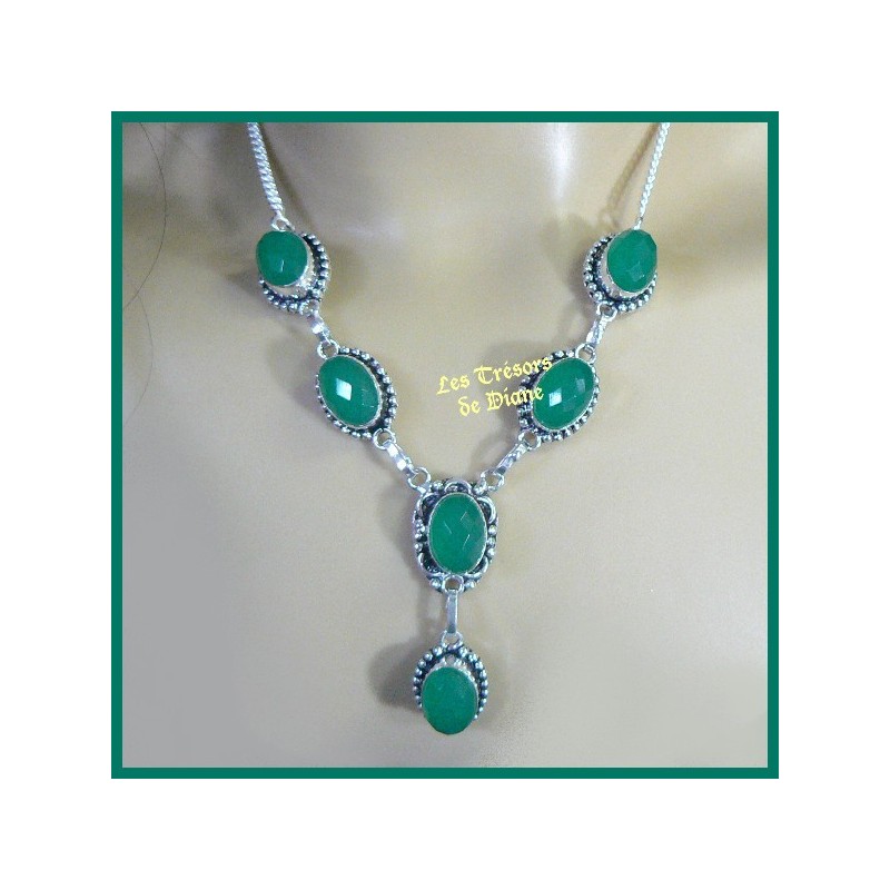 Collier PRESTIGE en CHRYSOPRASE naturel Collier PRESTIGE en CHRYSOPRASE naturel