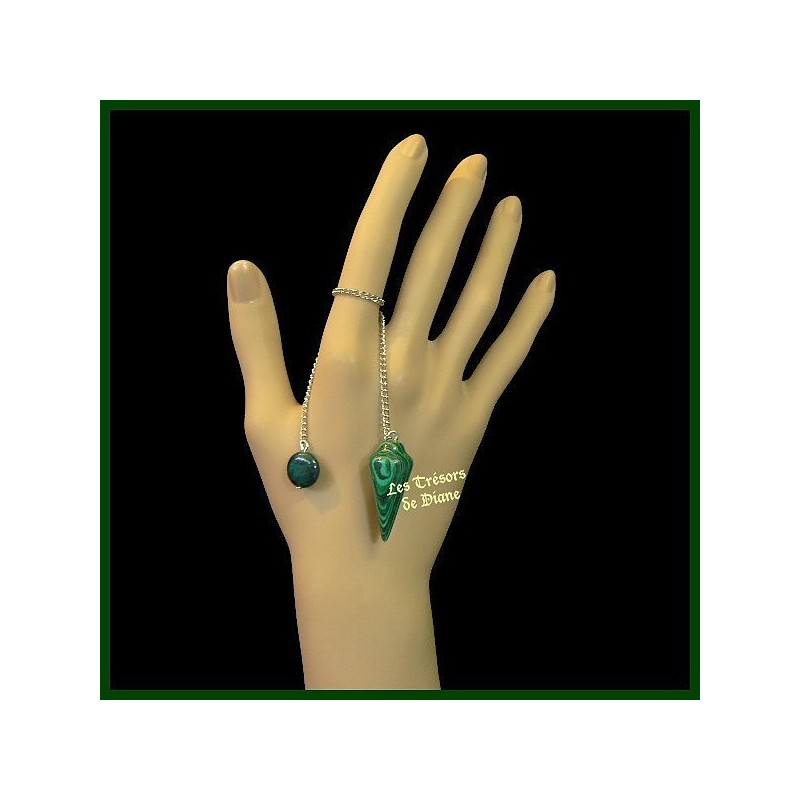 Pendule de radiesthésie en MALACHITE naturelLE Pendule de radiesthésie en MALACHITE naturelLE