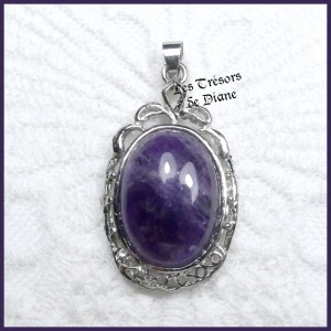 Pendentif en AMETHYSTE brute naturelle sertie