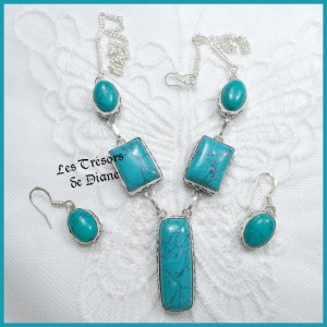 Parure PRESTIGE en TURQUOISE naturelles