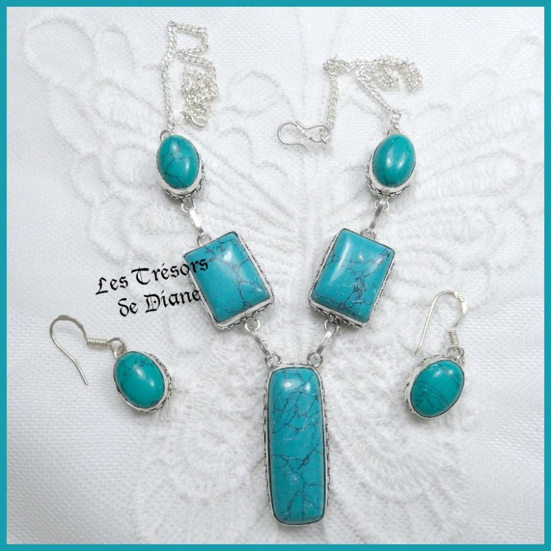 Parure PRESTIGE en TURQUOISE naturelles Parure PRESTIGE en TURQUOISE naturelles