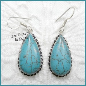 Boucles d'oreilles PRESTIGE en TURQUOISE naturelle
