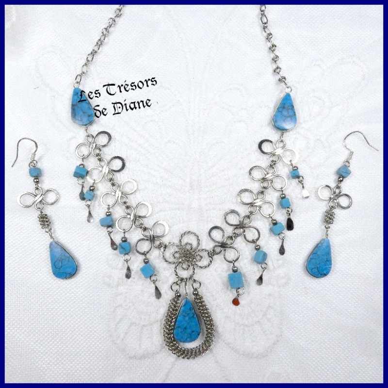 Parure du Pérou en TURQUOISE naturelle Parure du Pérou en TURQUOISE naturelle