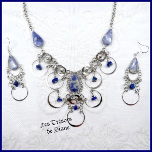 Parure du Pérou en sodalite naturelle