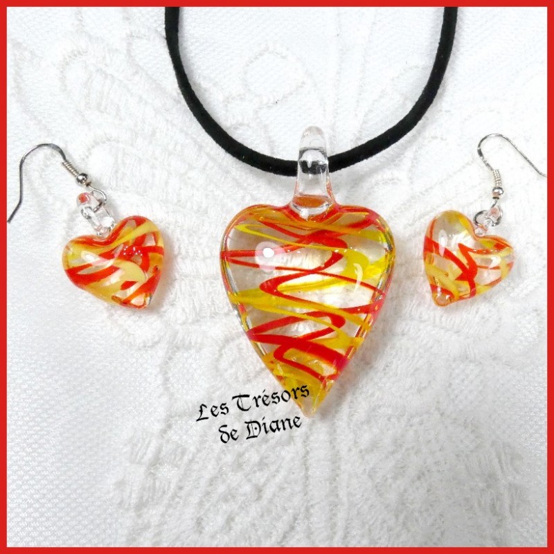 Parure COEUR ACIDULE en VERRE Parure COEUR ACIDULE en VERRE