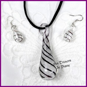 Parure GOUTTES en murine argent