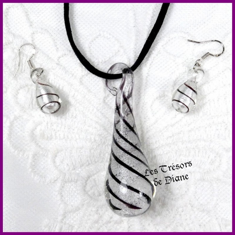 Parure GOUTTES en murine argent Parure GOUTTES en murine argent