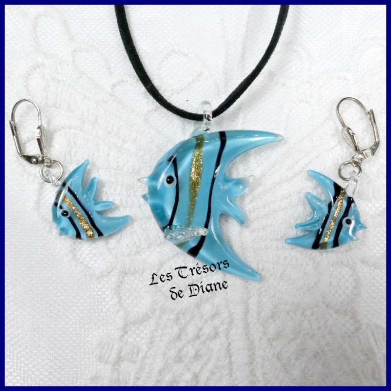 Parure POISSON en verre murine Parure POISSON en verre murine