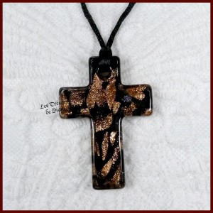 Pendentif CROIX en VERRE MURINE