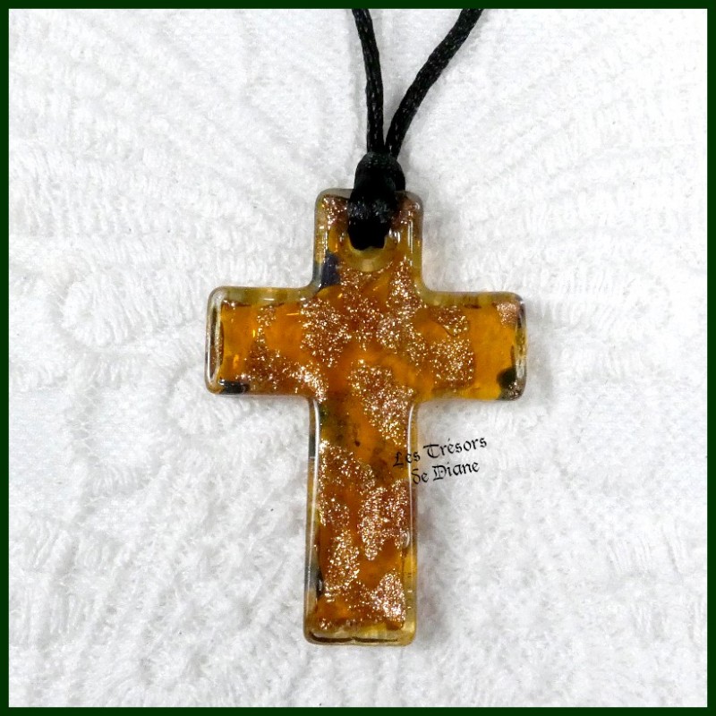 Pendentif CROIX en VERRE MURINE