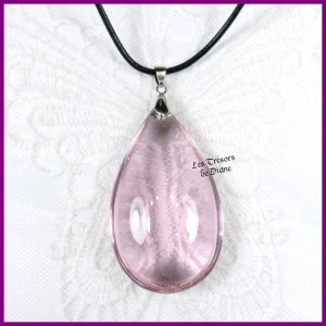 Grand pendentif en VERRE rose