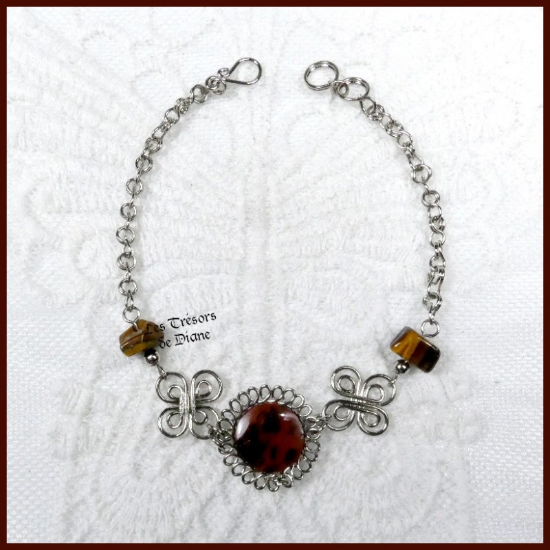 Bracelet du Pérou en JASPE et OEIL DE TIGRE Bracelet du Pérou en JASPE et OEIL DE TIGRE