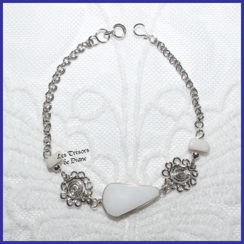 Bracelet du Pérou en OPALE blanche Bracelet du Pérou en OPALE blanche