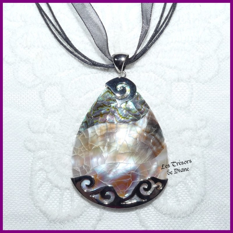 Pendentif en ABALONE et NACRE naturelles