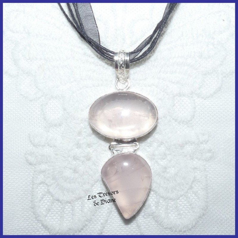 Pendentif PRESTIGE en QUARTZ ROSE naturel