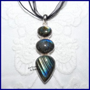 Pendentif en LABRADORITE naturelle et ARGENT