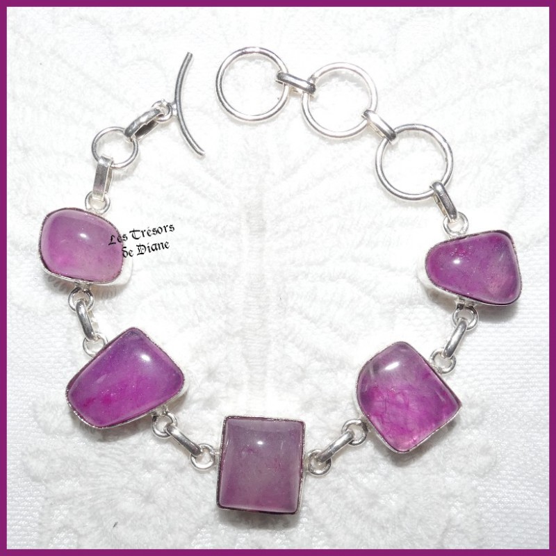 Bracelet en AGATE naturelle et ARGENT Bracelet en AGATE naturelle et ARGENT