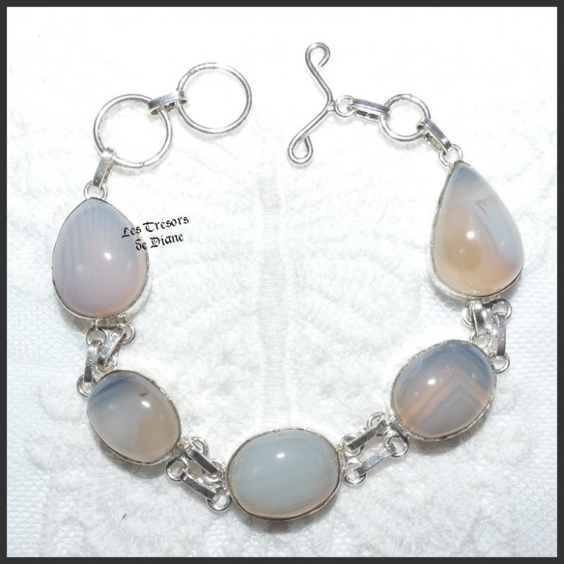 Bracelet en AGATE naturelle et ARGENT