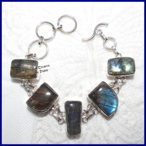 Bracelet en LABRADORITE naturelle et ARGENT