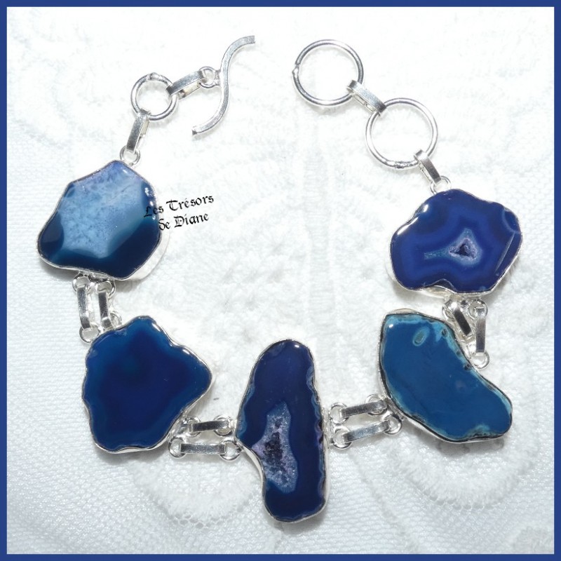 Bracelet en AGATE GEODE et ARGENT Bracelet en AGATE GEODE et ARGENT