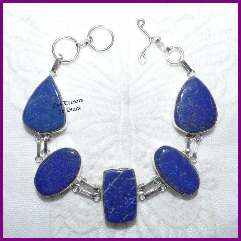 Bracelet PRESTIGE en LAPIS LAZULI naturel et ARGENT Bracelet PRESTIGE en LAPIS LAZULI naturel et ARGENT