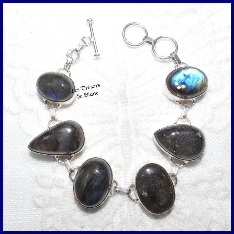 Bracelet PRESTIGE en LABRADORITE et ARGENT Bracelet PRESTIGE en LABRADORITE et ARGENT