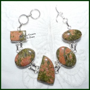 Bracelet en UNAKITE naturelle ET ARGENT