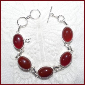 Bracelet PRESTIGE en CORNALINE naturelle et ARGENT