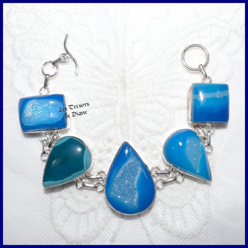 Bracelet en AGATE GEODE et ARGENT Bracelet en AGATE GEODE et ARGENT