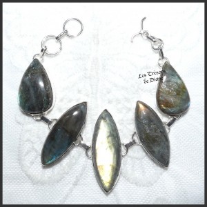 Bracelet PRESTIGE en LABRADORITE naturelle et ARGENT