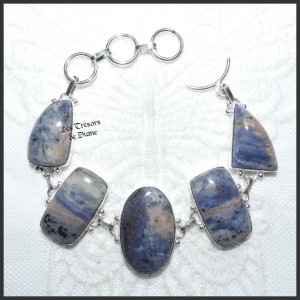 Bracelet en SODALITE naturelle et ARGENT