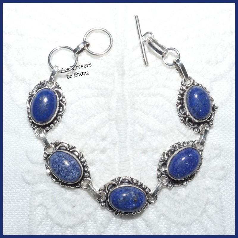 Bracelet en LAPIS LAZULI naturel et ARGENT Bracelet en LAPIS LAZULI naturel et ARGENT