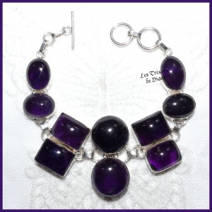 Bracelet PRESTIGE en AMETHYSTE naturelle et ARGENT