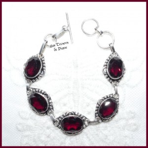 Bracelet PRESTIGE en GRENAT naturel et ARGENT