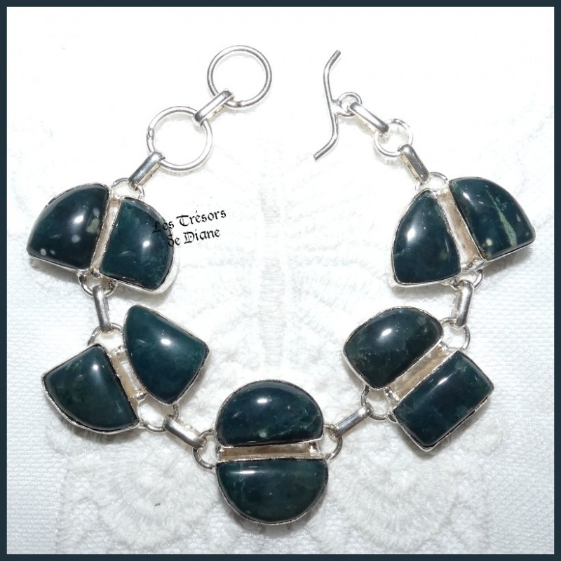 Bracelet en JASPE naturel et ARGENT Bracelet en JASPE naturel et ARGENT