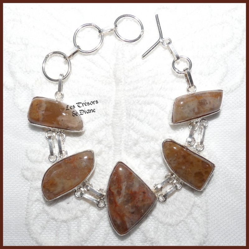 Bracelet PRESTIGE en JASPE naturel et ARGENT Bracelet PRESTIGE en JASPE naturel et ARGENT