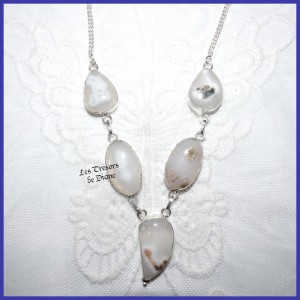 Collier en AGATE SOLAIRE naturelle et ARGENT